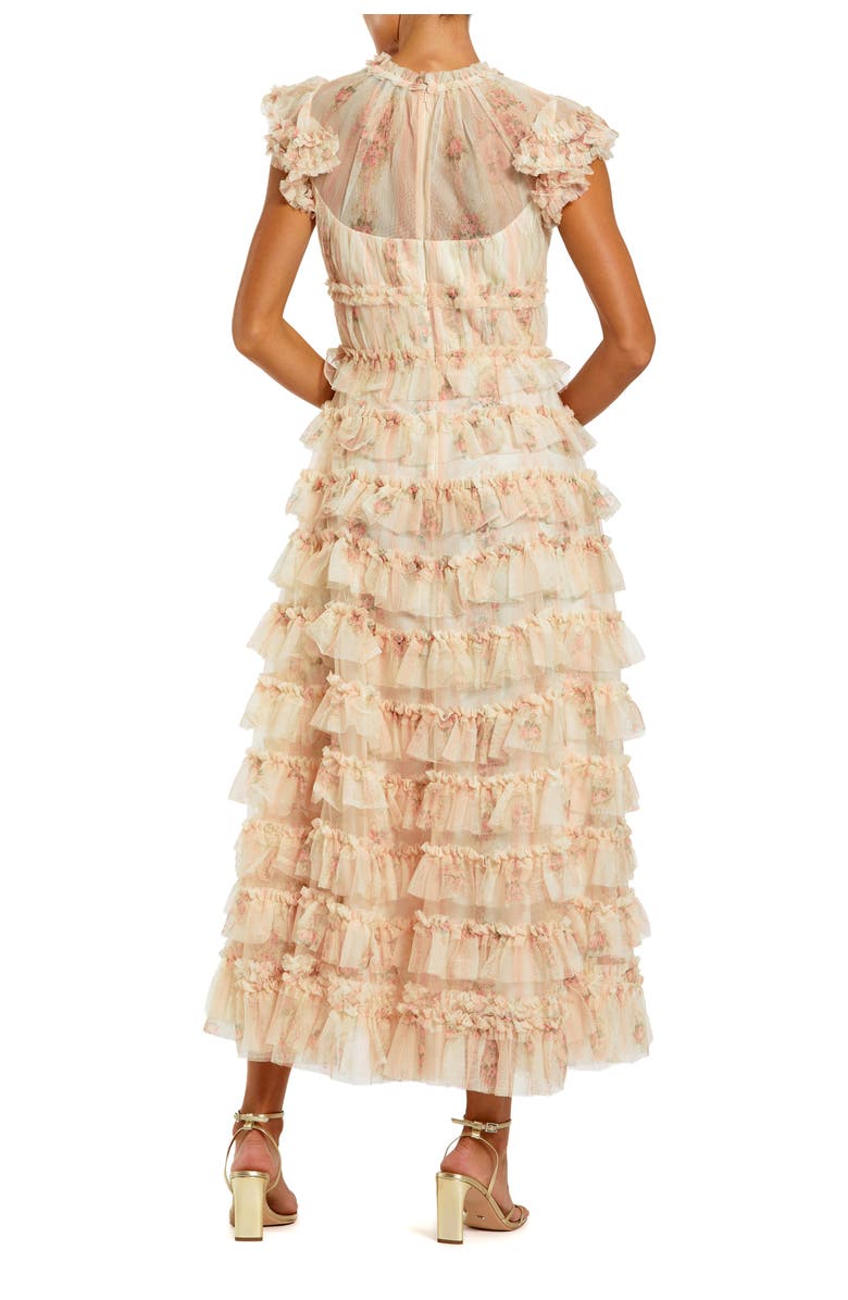 Mac Duggal Beaded Short Sleeve Crew Neck Sheath Midi Dress, Alternate, color, Ivory Multi