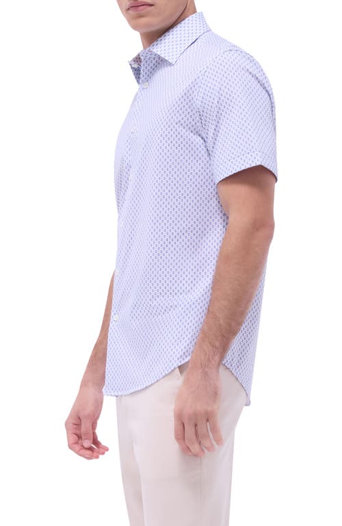 Bugatchi Miles Ooohcotton® Geo Print Short Sleeve Button-up Shirt In Lilac