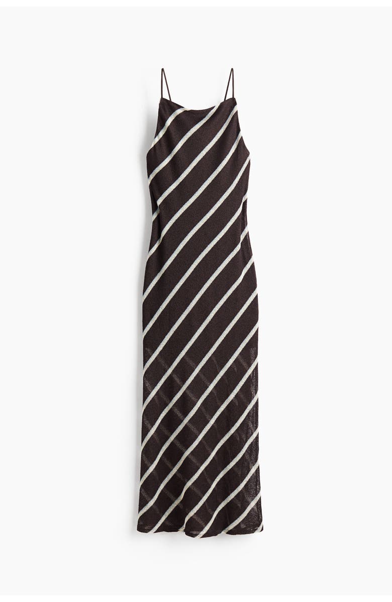H&M Cowl-neck Strappy Dress, Main, color, Dark Brown/Striped