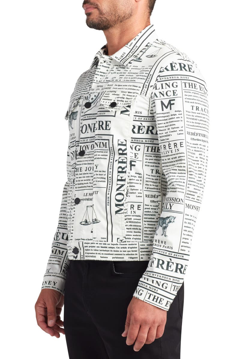 Monfrère Dean Daily Newspaper Print Trucker Jacket, Alternate, color, 