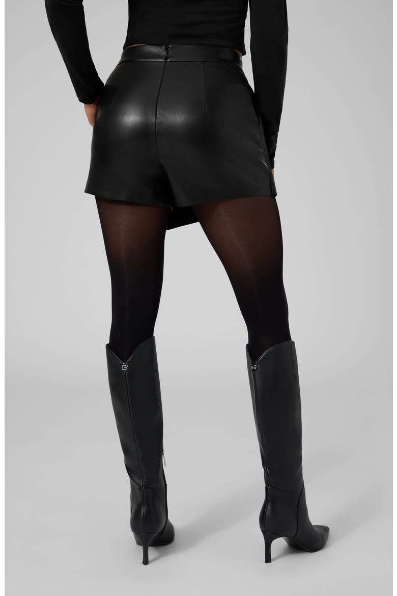 Hayden Faux Leather Skort, Alternate, color, JBLACK-BLACK