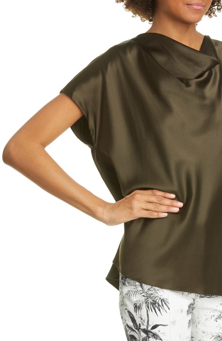 Adam Lippes Cowl Neck Silk Charmeuse Blouse, Alternate, color, 