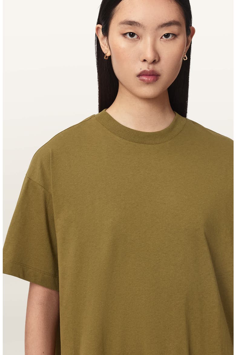 Feyre Ruffle Tiered Cotton T-Shirt Minidress, Alternate, color, KHAKI GREEN