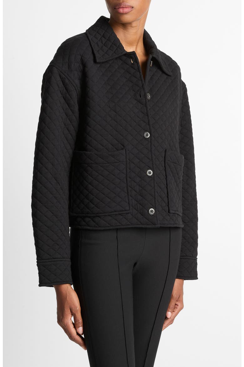 Cotton Blend Quilted Jacket, Alternate, color, BLACK