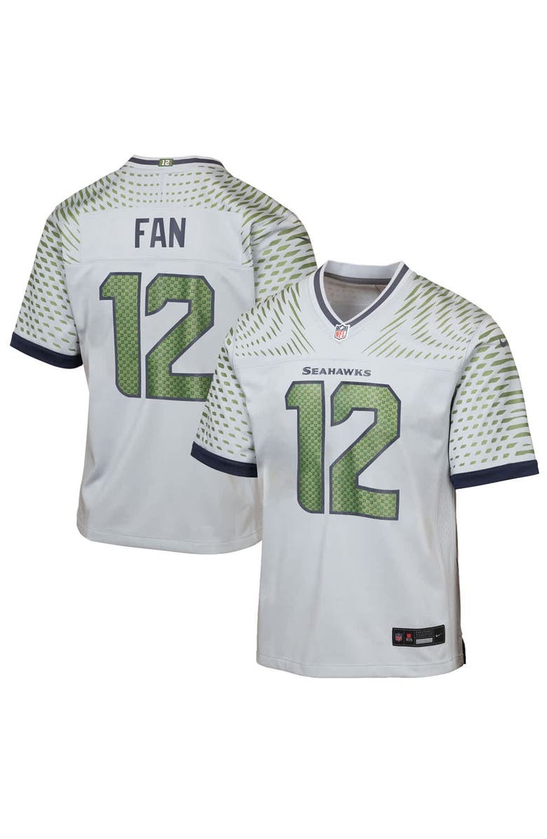 Nike Youth Nike 12s Wolf Gray Seattle Seahawks 2025 Rivalries Collection Game Jersey, Main, color, Gray