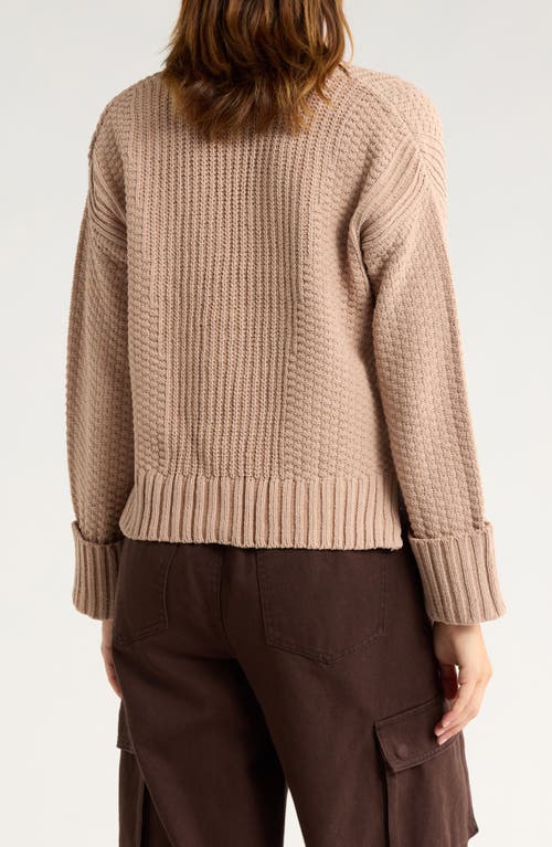 Vigoss Roll Cuff Stitch Cardigan In Brown