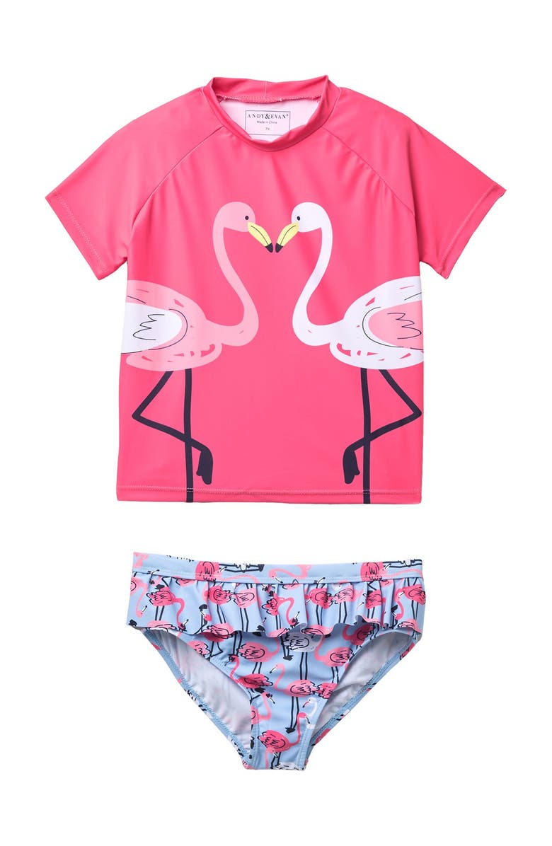 Andy & Evan Short Sleeve Rash Guard Set, Main, color, 