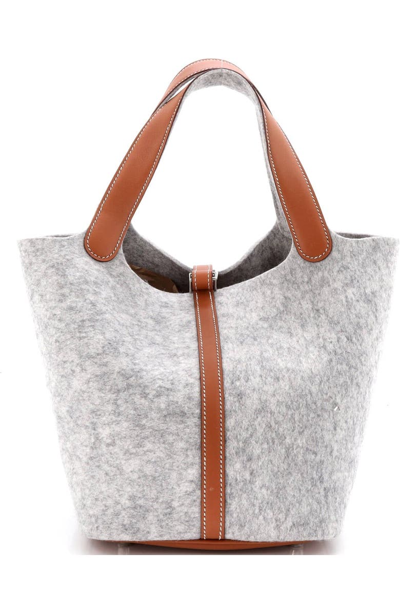 Pre-Owned Hermes Picotin Lock Bag Felt with Leather MM, Alternate, color, Gris Clair