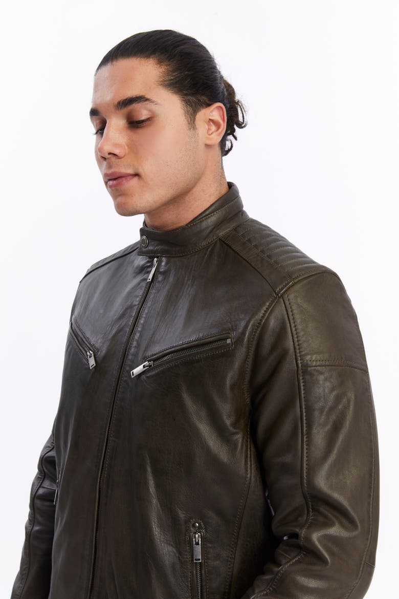 Sullivan Leather Jacket, Alternate, color, Brown