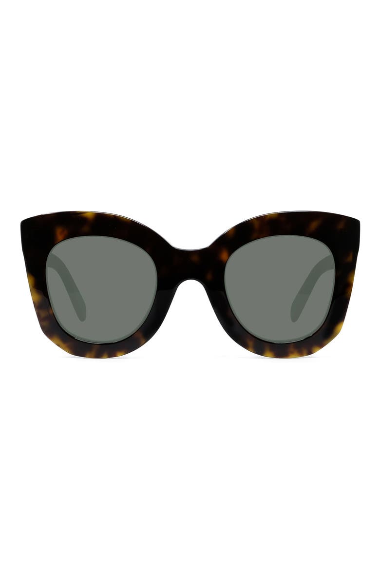 Bold 3 Dots 47mm Cat Eye Sunglasses, Main, color, DARK HAVANA/ GREEN