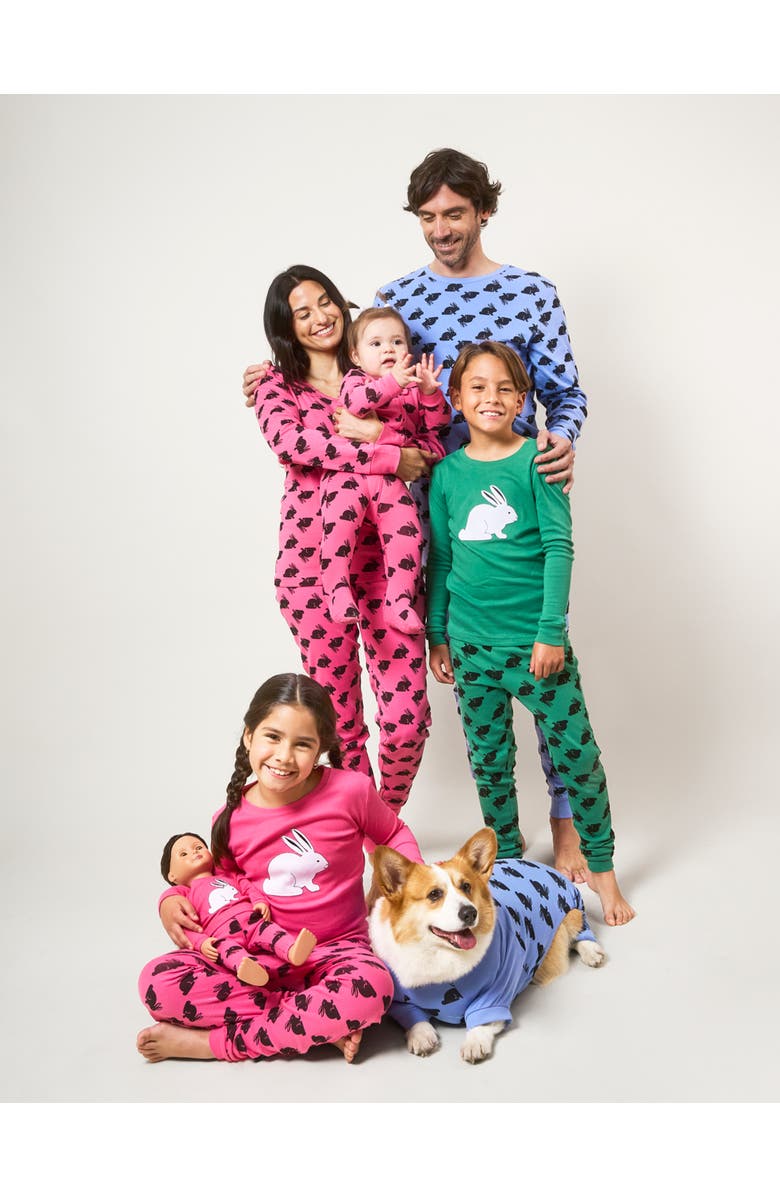 Leveret Footed Cotton Easter Matching Family Pajamas, Bunny Prints, Alternate, color, Bunny Green