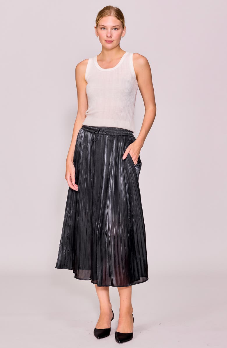 MELLODAY Metallic Release Pleat Skirt, Alternate, color, Black