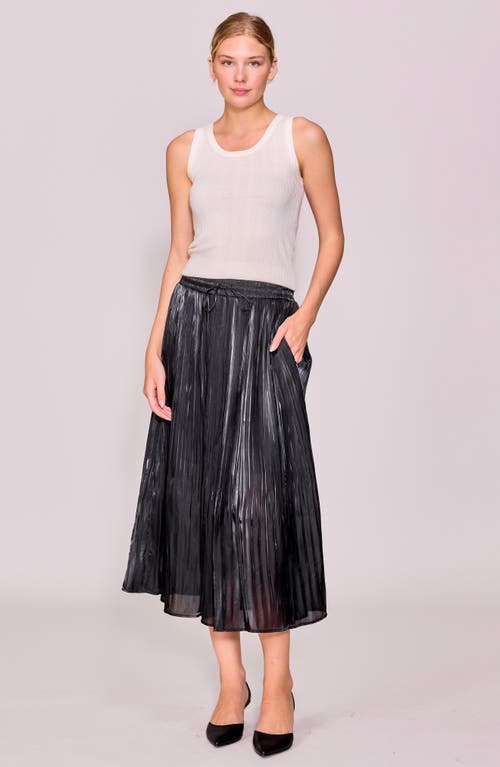 Melloday Metallic Release Pleat Skirt In Black