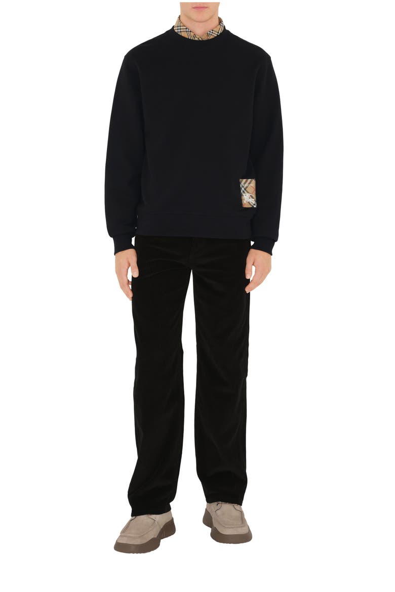 Check Label Cotton Sweatshirt, Main, color, Black