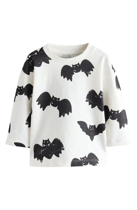 Kids' Bat Print Oversize Long Sleeve Cotton T-Shirt (Little Kid)