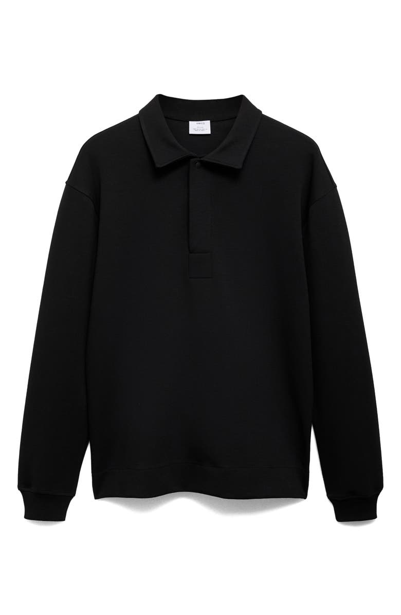 MANGO Relaxed Fit Long Sleeve Cotton Blend Polo Sweatshirt, Alternate, color, 