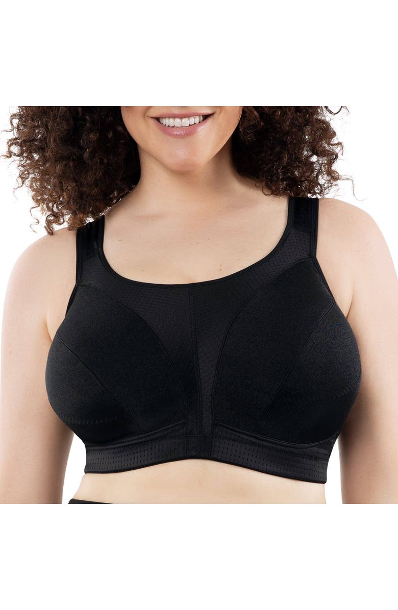 Parfait Active Full Bust Unlined Sports Bra, Alternate, color, Black