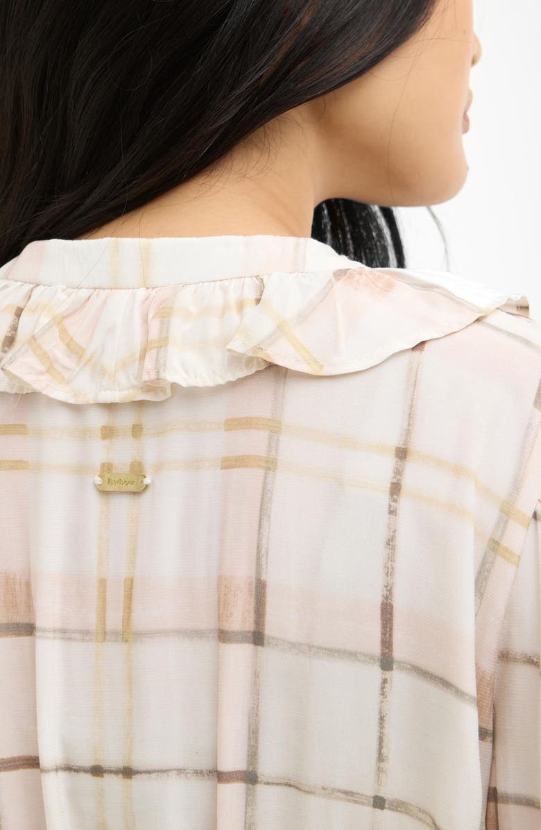 Barbour Asker Windowpane Plaid Long Sleeve Dress, Alternate, color, Silver Peony Painted Check