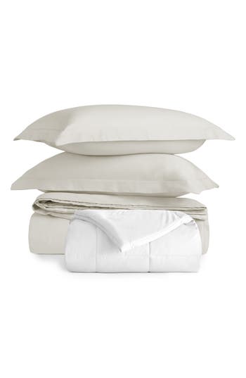 Homespun Vintage Washed Cotton Duvet Cover & Sham Set In White