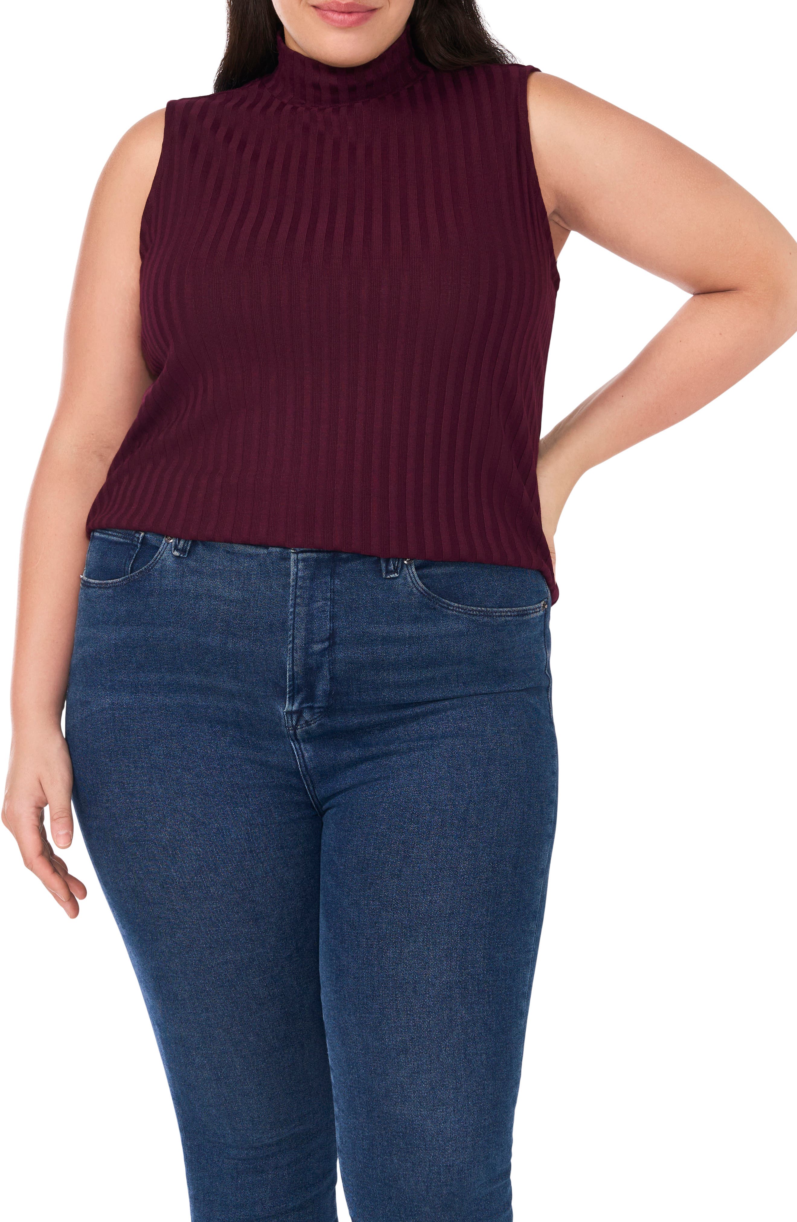 plus size sleeveless mock turtleneck shell