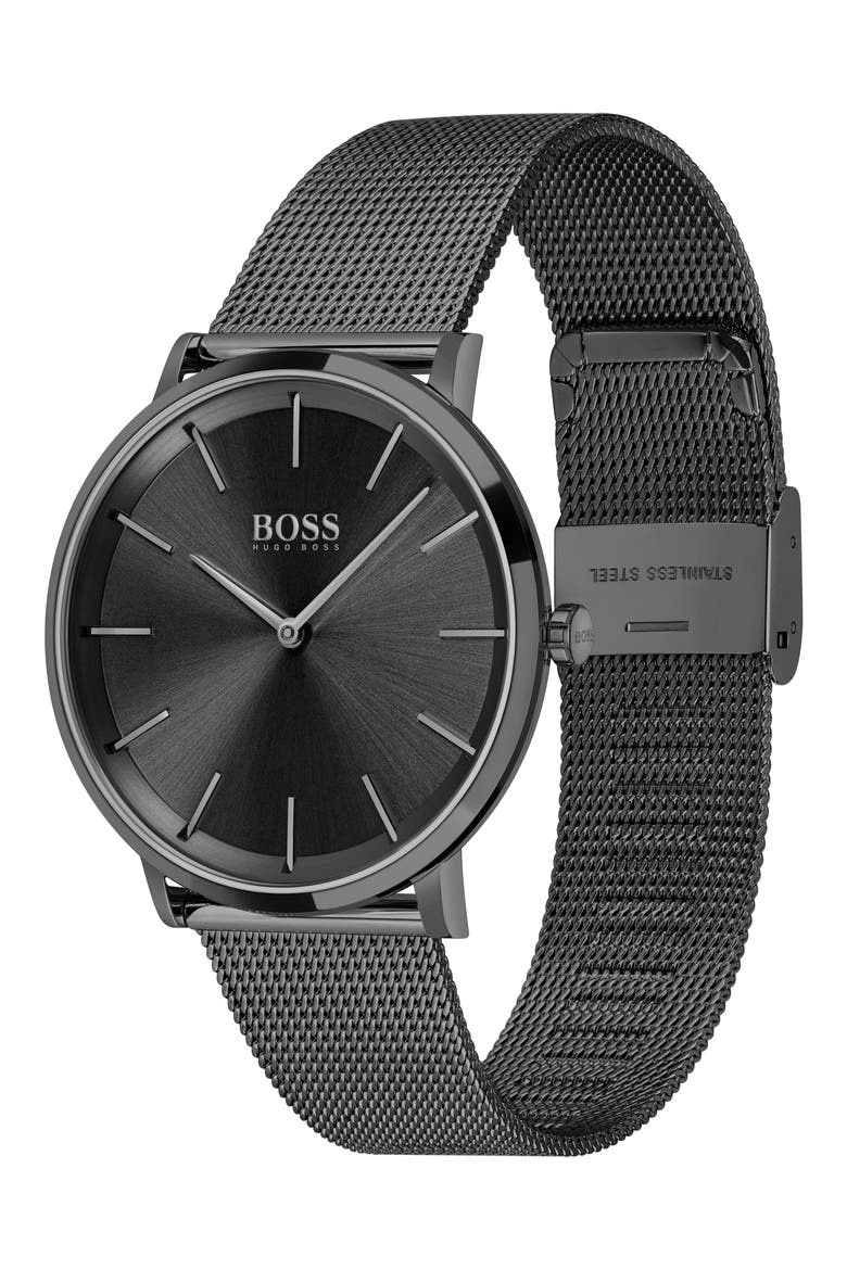 Skyliner Mesh Strap Watch, 40mm, Alternate, color, BLACK