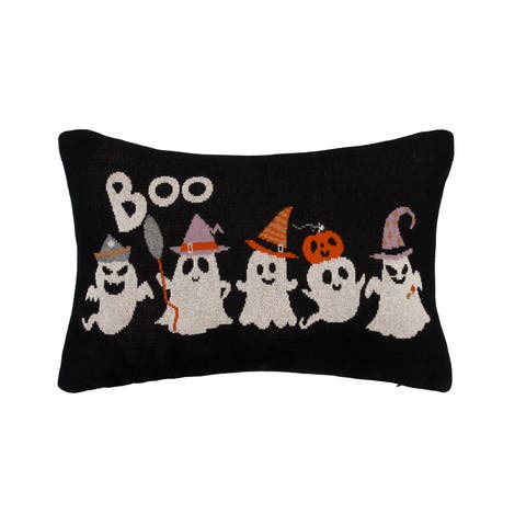 Halloween Ghosts "Boo" Cotton Blend Halloween Accent Throw Pillow 16" x 24"