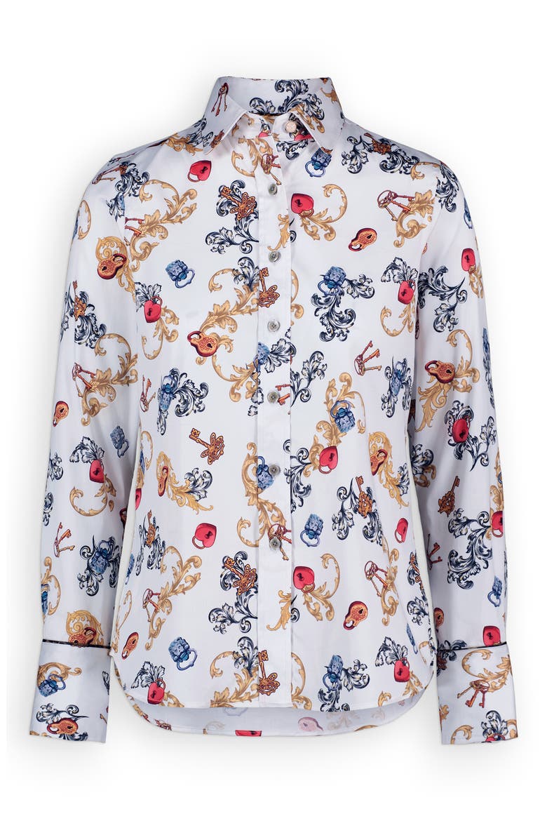 Priscilla Long Sleeve Woven Shirt, Alternate, color, WHITE MULTI
