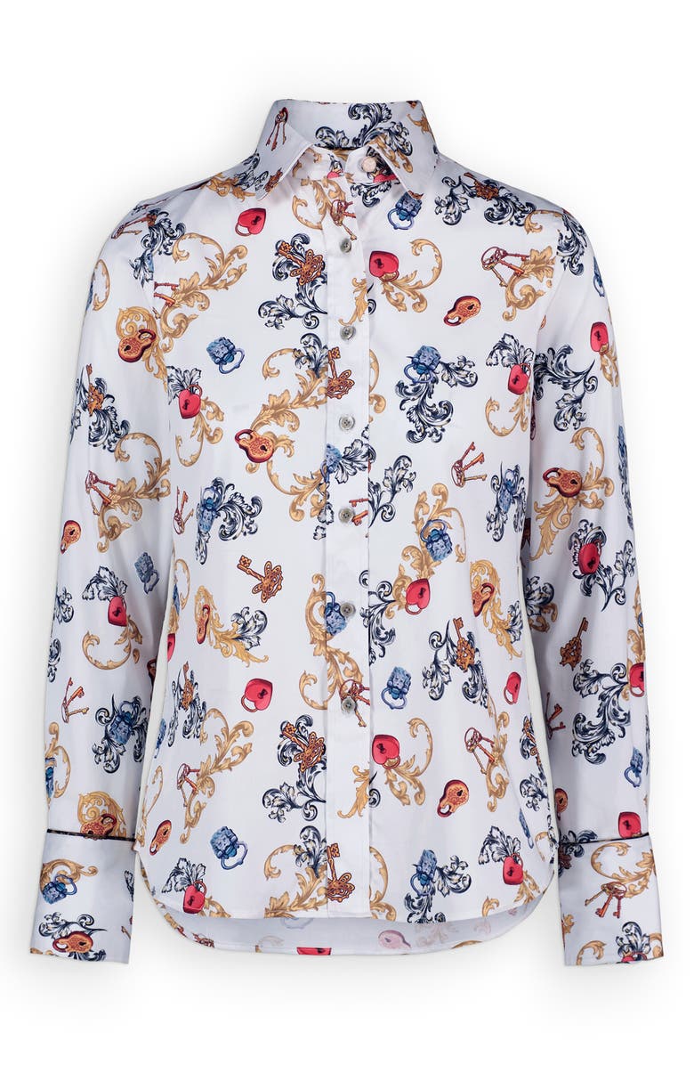 Robert Graham Priscilla Long Sleeve Woven Shirt, Alternate, color, White Multi