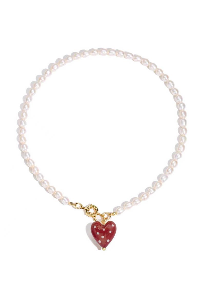Esmée Red Dot Murano Heart Pendant Necklace, Main, color, Red