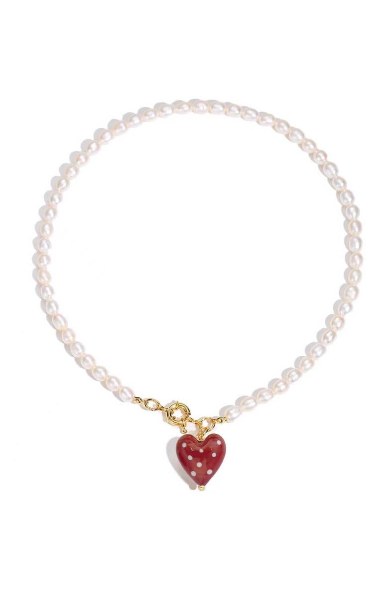 Classicharms Esmée Red Dot Murano Heart Pendant Necklace, Main, color, Red