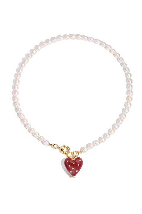 Esmée Red Dot Murano Heart Pendant Necklace
