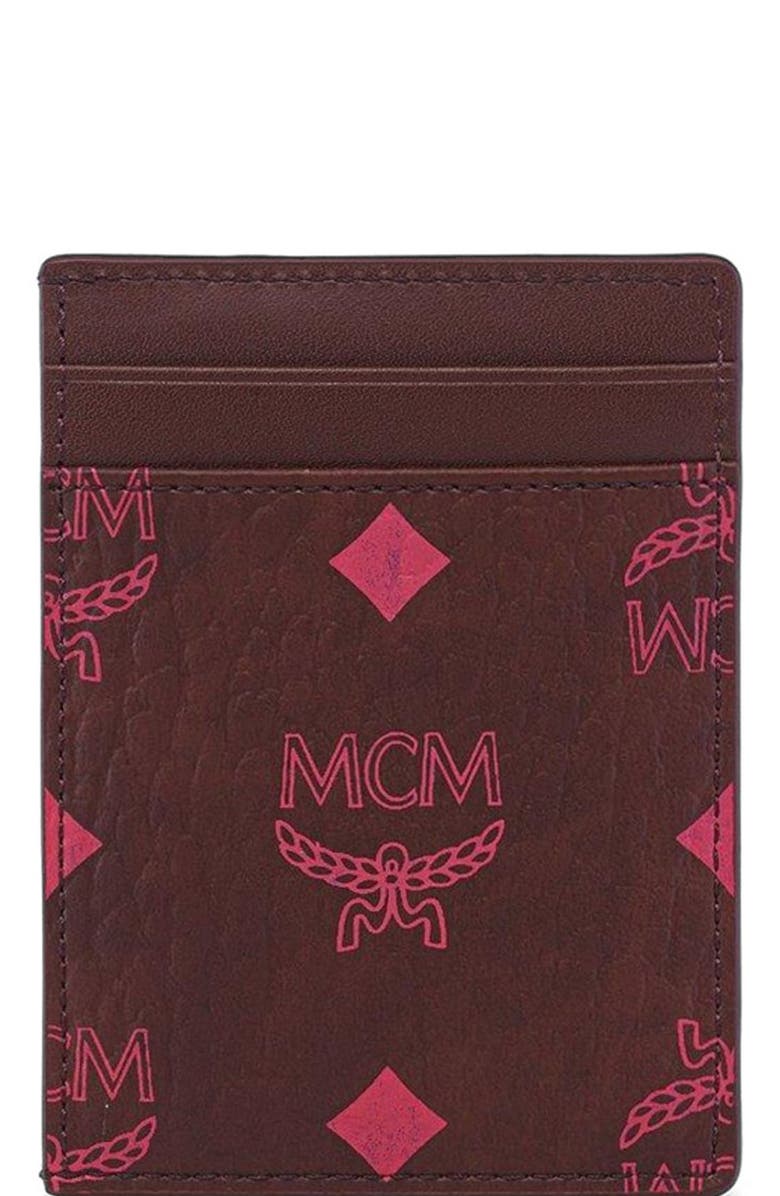 MCM Aren Card Case in Visetos, Alternate, color, Cinnamon