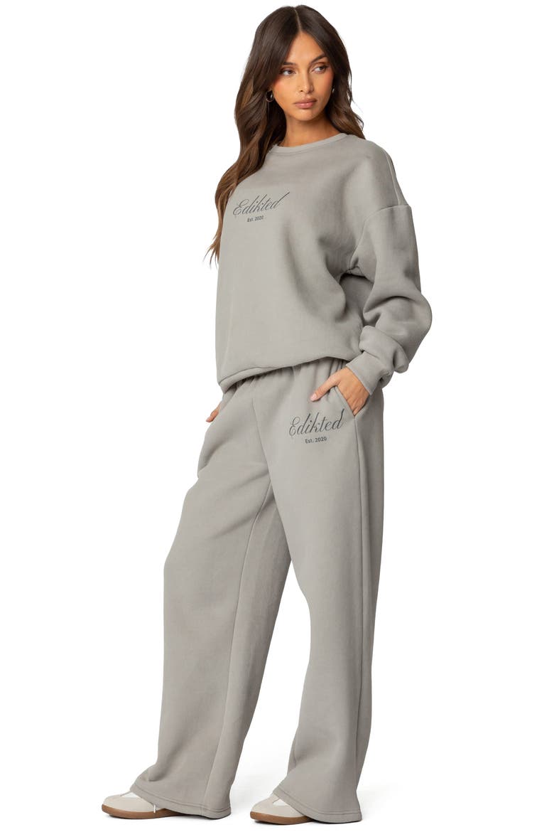 Get Edikted Wide Leg Sweatpants, Alternate, color, GRAY