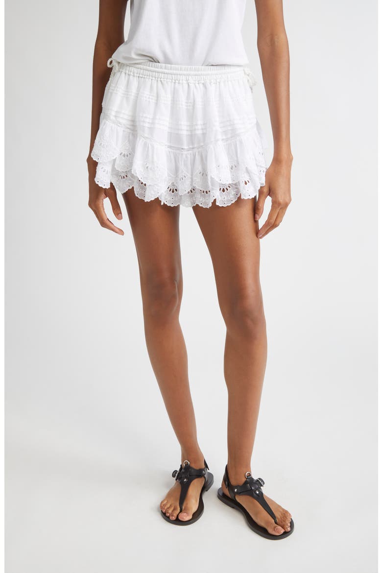 Puria Cotton Eyelet Miniskirt, Main, color, WHITE