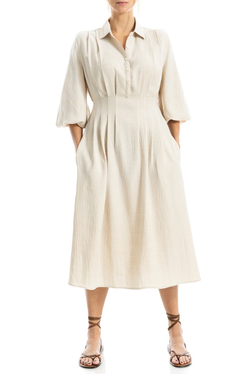 MAX STUDIO Balloon Sleeve Shirtdress, Alternate, color, Heather Oatmeal