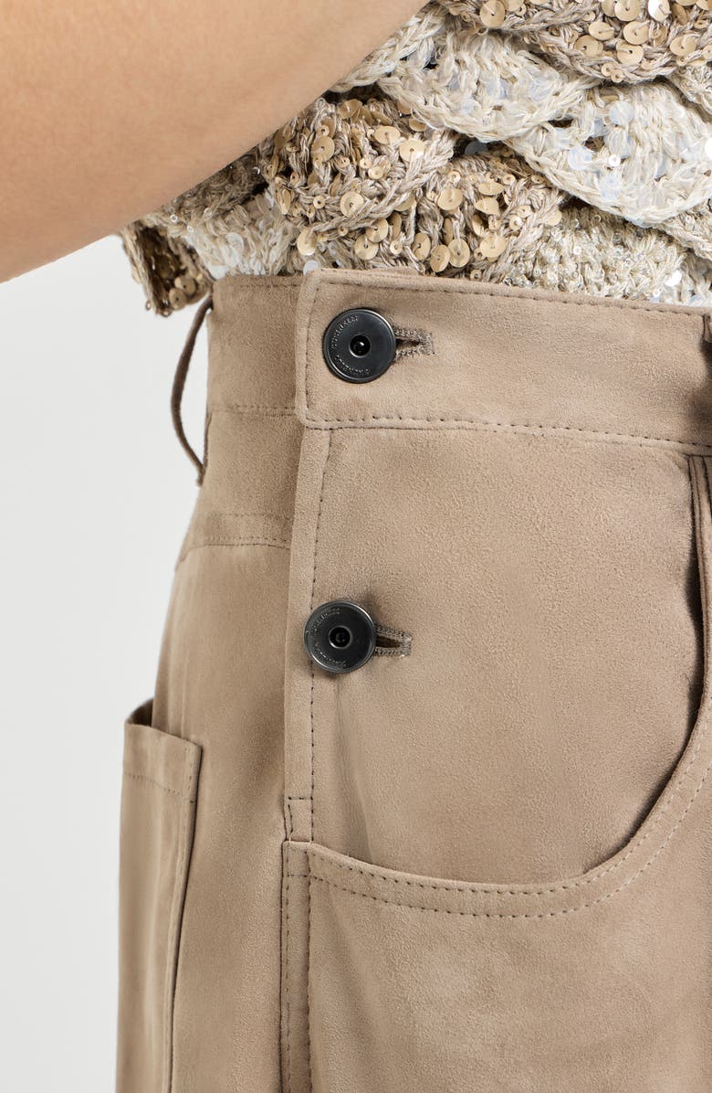 Brunello Cucinelli Suede maxi trousers, Alternate, color, Beige