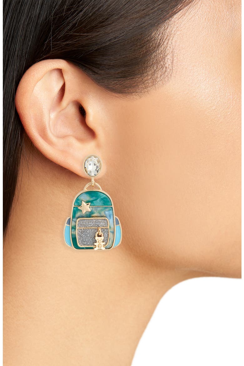 Backpack Drop Earrings, Alternate, color, WHITE MULTI- GOLD
