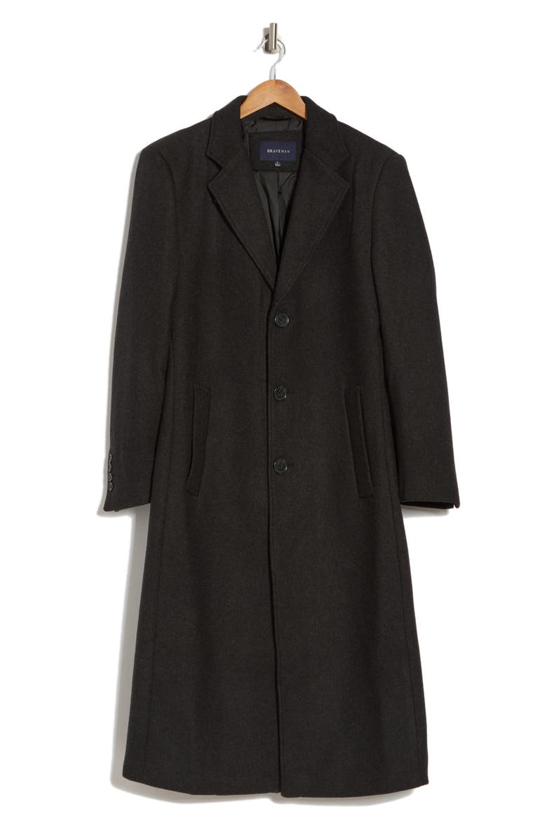 Three Button Knee Length Coat, Alternate, color, CHARCOAL