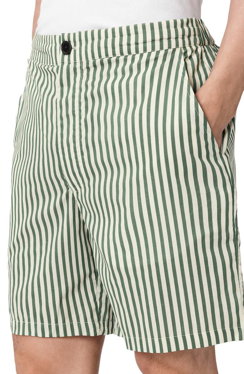 AllSaints Chopin Stripe Shorts, Alternate, color, White/ Green
