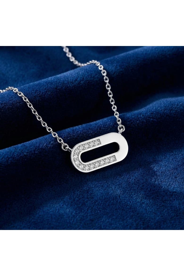 Diamond Paper Pendant 14k Gold 18" Necklace Lab Grown 1/2" Wide, Alternate, color, 14k White Gold