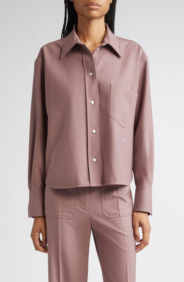 Victoria Beckham Crop Button-Up Shirt, Main, color, Mauve