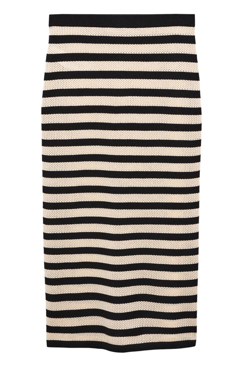 Stripe Open Stitch Knit Midi Skirt, Alternate, color, BLACK