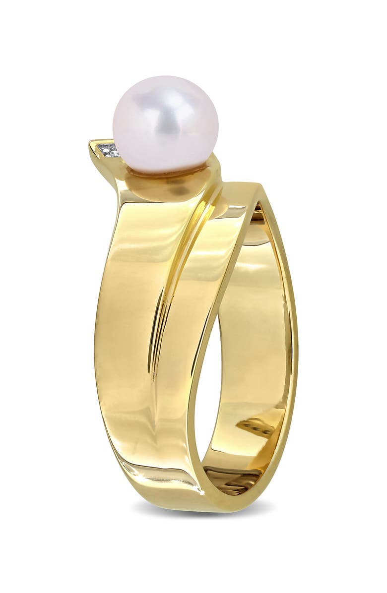 DELMAR Pearl & Diamond Wraparound Ring, Alternate, color, White/ Gold Plate