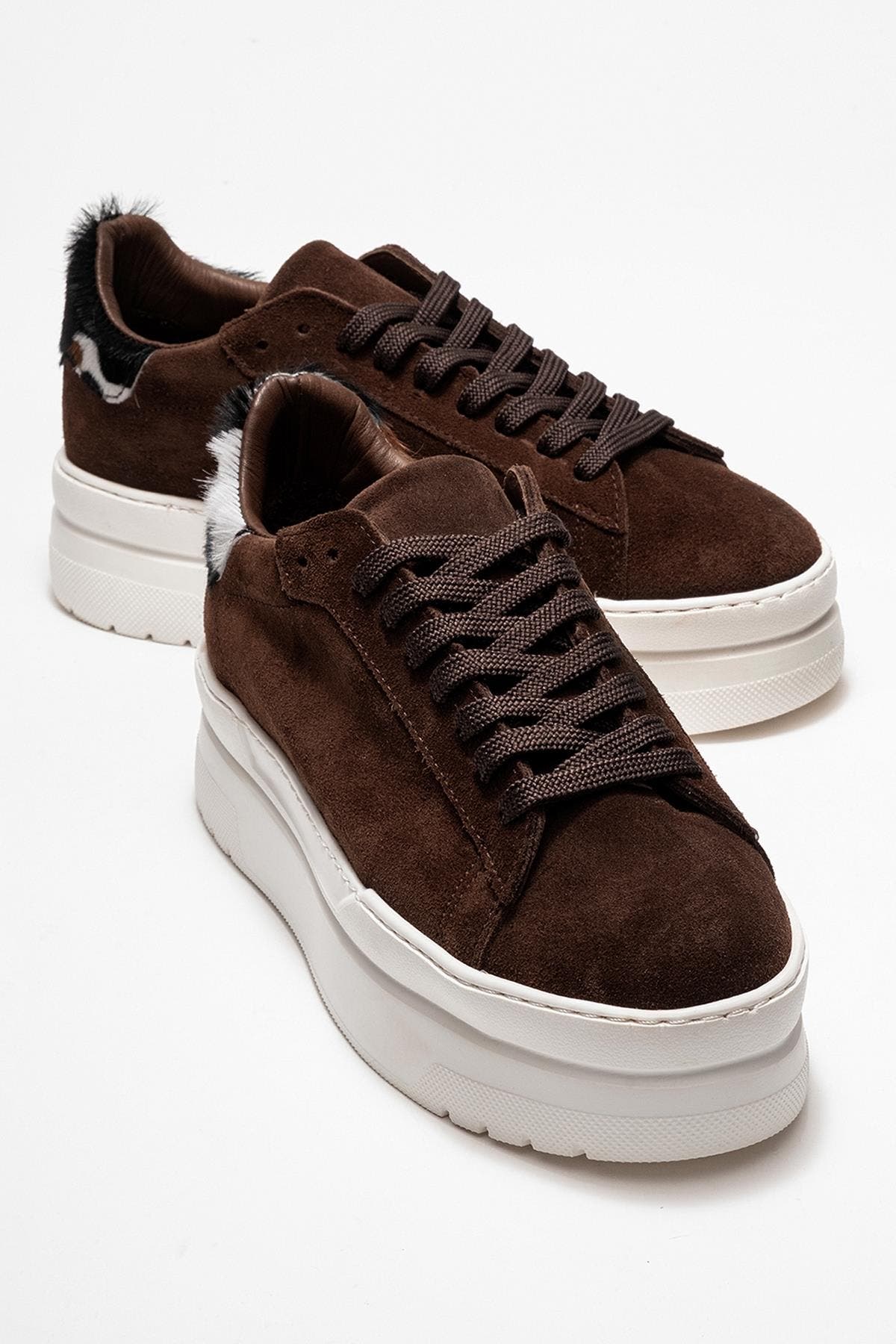 Anabel Leather Platform Sneakers, Alternate, color, Brown Suede Leather