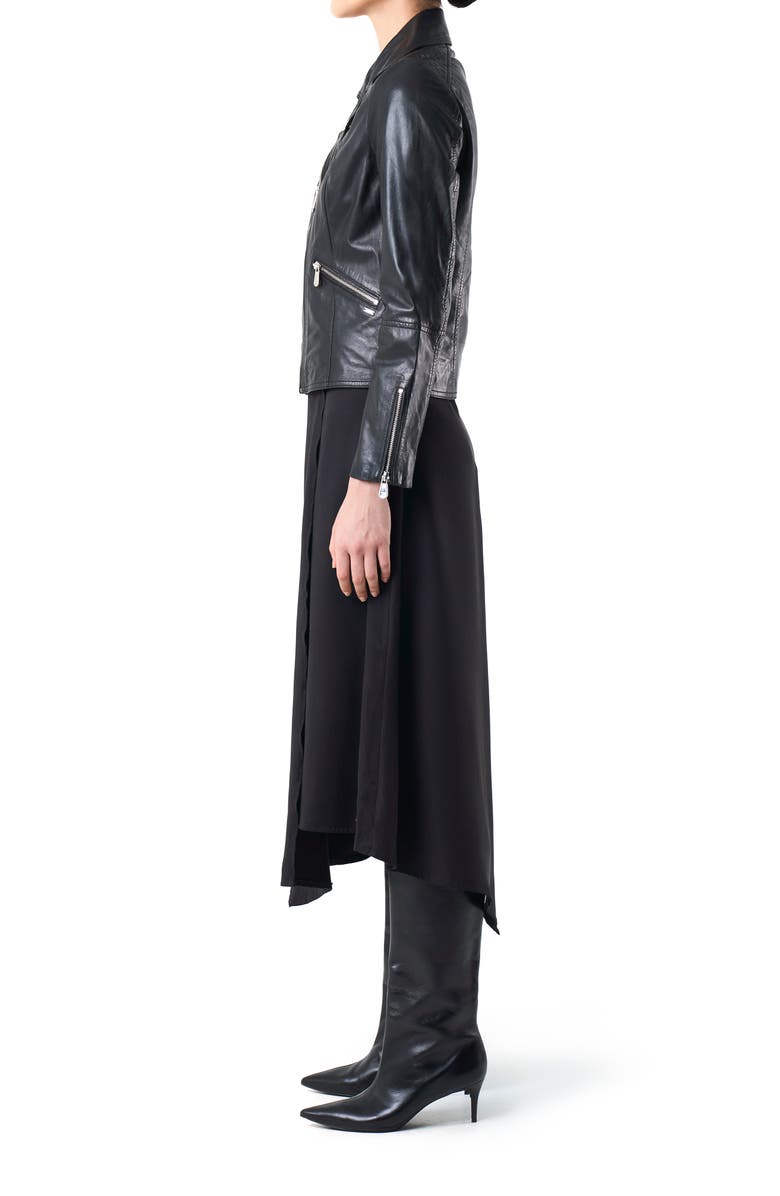 Velez Biker Leather Jacket With Epaulets, Alternate, color, Black