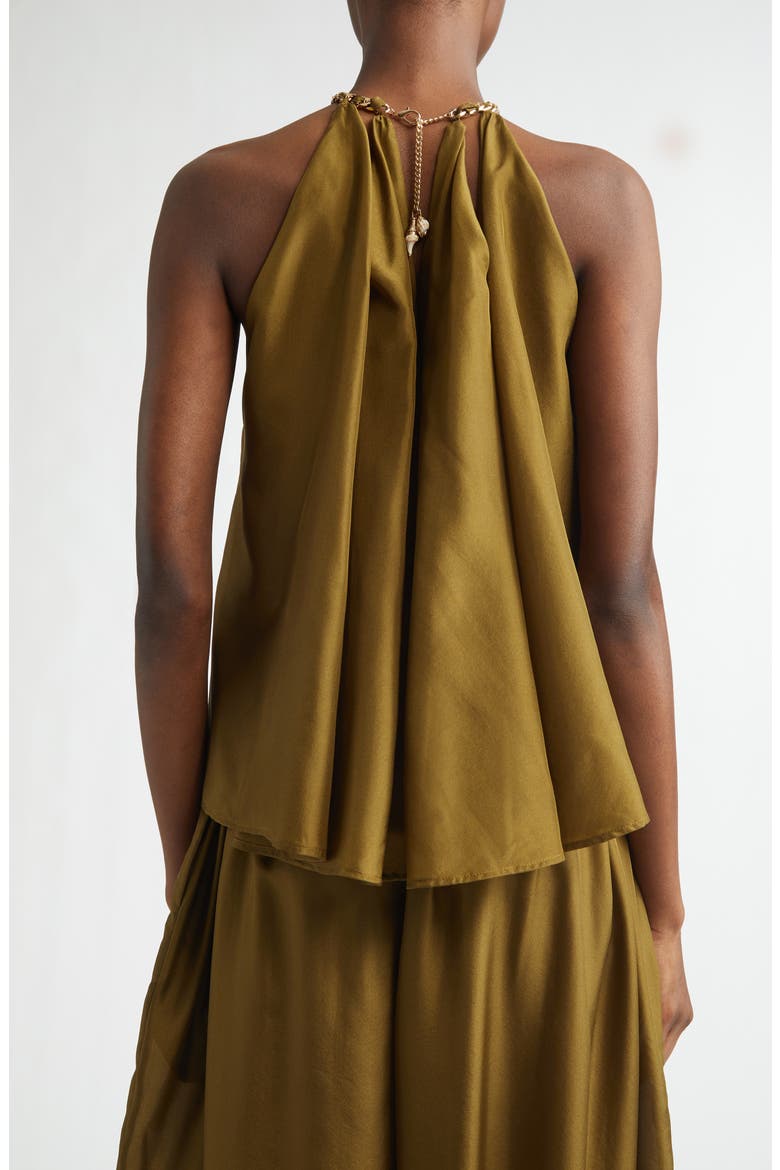 Mahon Silk Habutae Halter Top, Alternate, color, OLIVE