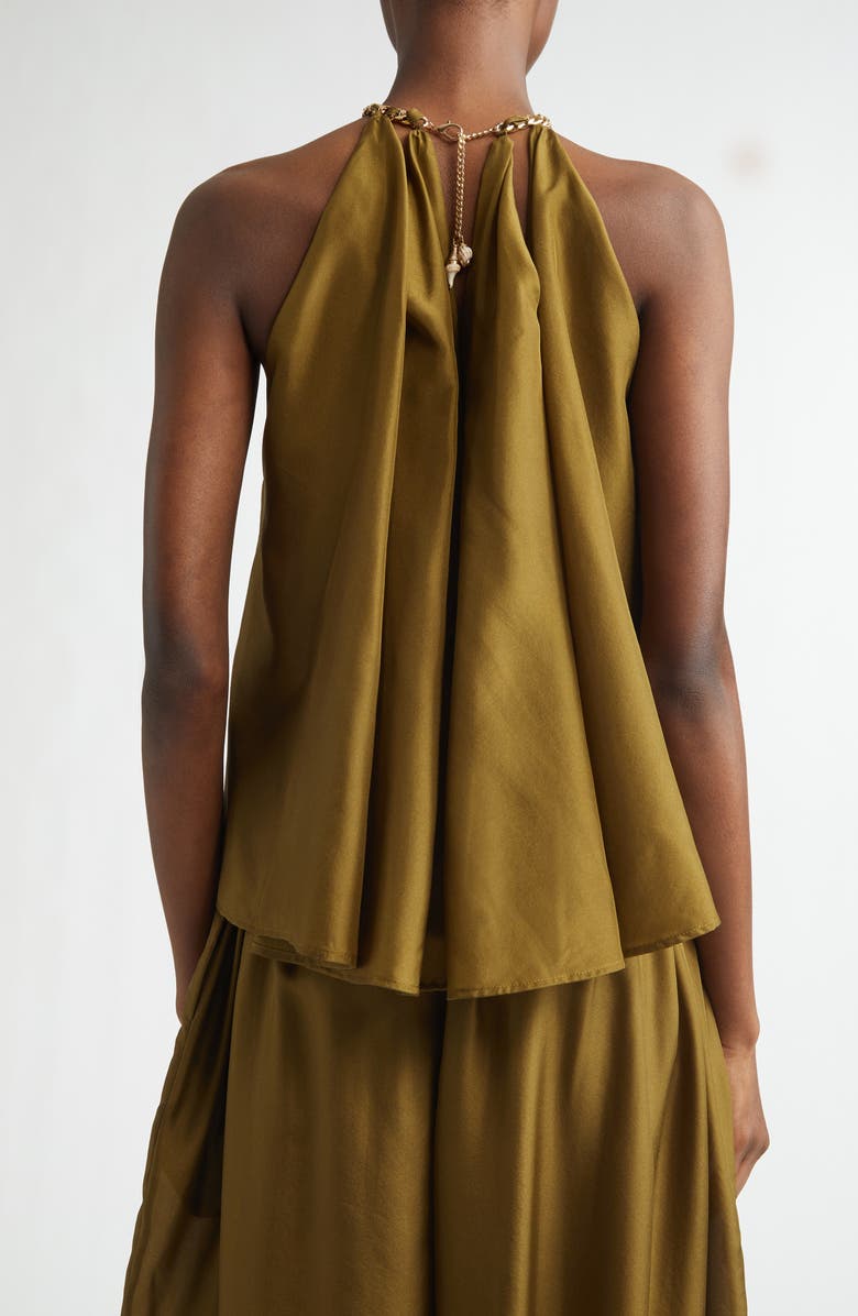 Zimmermann Mahon Silk Habutae Halter Top, Alternate, color, Olive