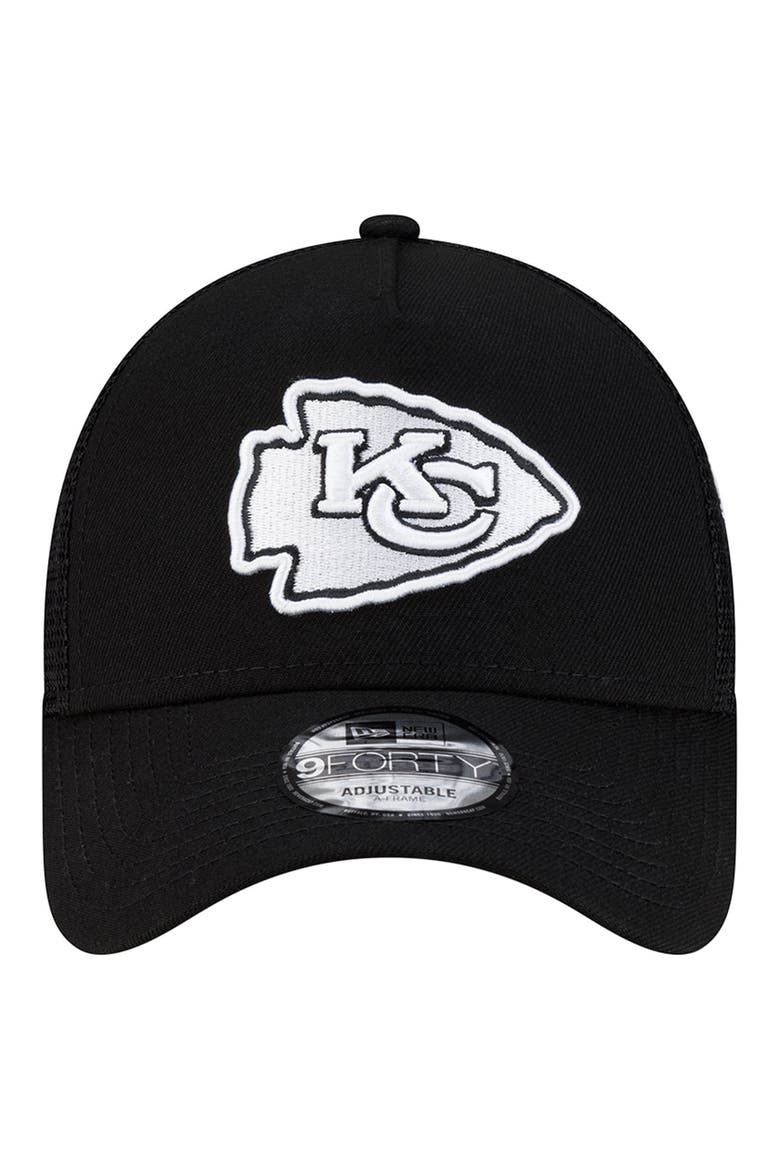 Men's New Era Black Kansas City Chiefs City Script 9FORTY A-Frame Adjustable Hat, Alternate, color, Black
