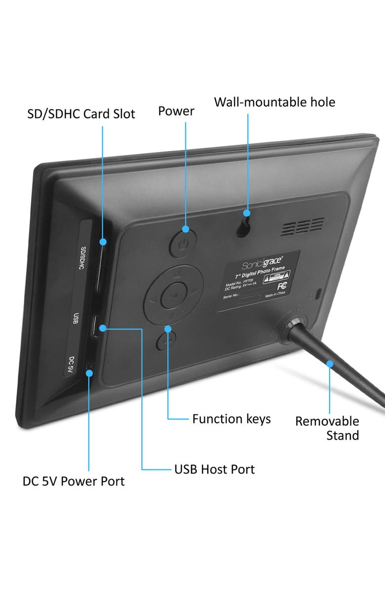 Sonicgrace 7" Digital Photo Frame, Alternate, color, Black