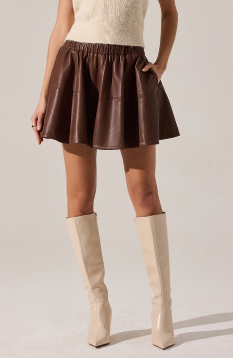 Chelsey Flare Faux Leather Miniskirt